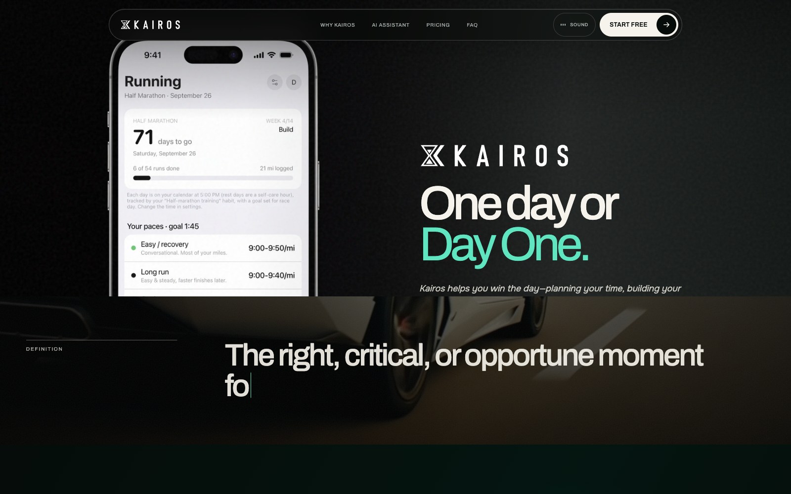 The Kairos app — a goal turned into a training schedule